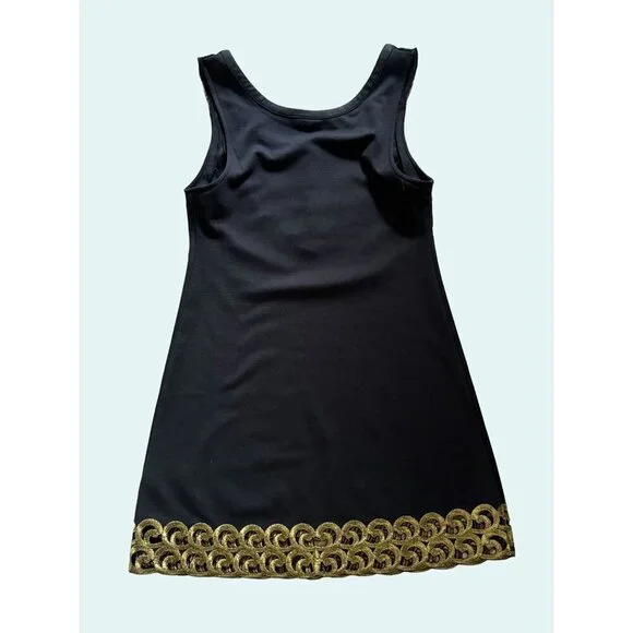 FREE PEOPLE Form Fitting Black Tank Dress Gold Embellishment Detail Size S - Picture 4 of 6